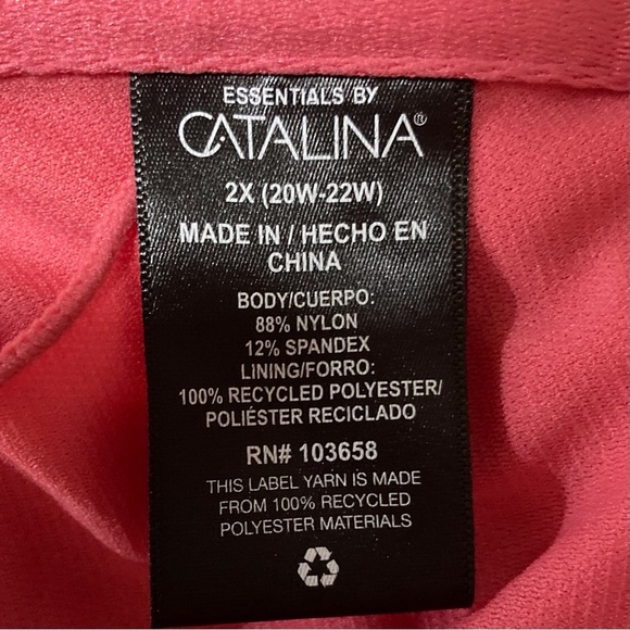 Catalina Coral Swim Top with Criss-Cross Straps | Size 2X (20W-22W) - Picture 4 of 8